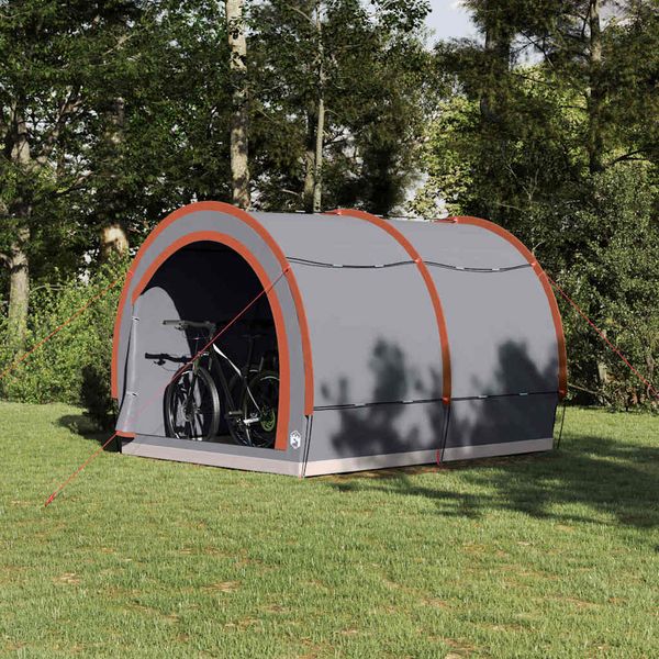 vidaXL Stan na uskladnenie bicyklov Šedá a oranžová 256 x 222 x 182 cm