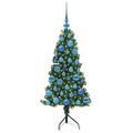 vidaXL Rohový umelý vianočný strom s 150 LED-i Zelená 120 cm PVC a kov