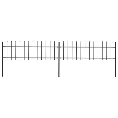vidaXL Záhradný plot s vrchnou časťou z ocele 337x60 cm čierny