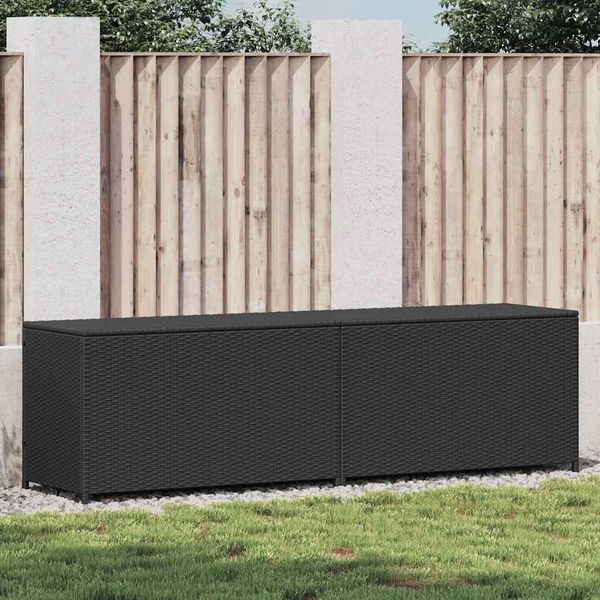 vidaXL Záhradný úložný box čierny 200x50x60 cm polyratanový