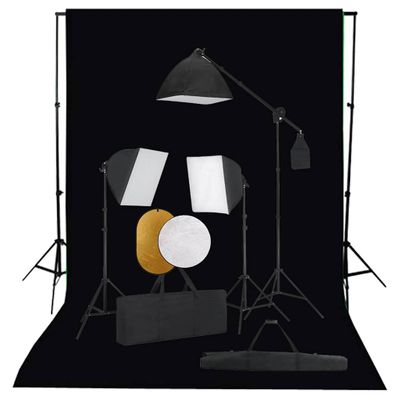 vidaXL Fotografické vybavenie so softboxami, pozadím a reflektorom