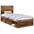 vidaXL Rám postele Staré drevo 90 x 200 cm Masívne borovicové drevo