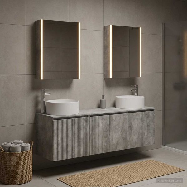 vidaXL Set kabinetov do kúpeľne 5 pcs Betónovo sivá Kompozitné drevo