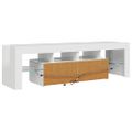 vidaXL TV skrinka s LED svetlami, lesklá biela 140x36,5x40 cm