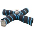 vidaXL Mačací tunel 4-cestný čierno-modrý 25 cm polyester