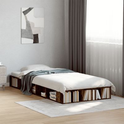 vidaXL Posteľný rám dymový dub 90x200 cm borovicový masív
