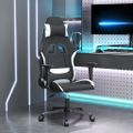 vidaXL Masážna herná stolička, čierna a biela, látka