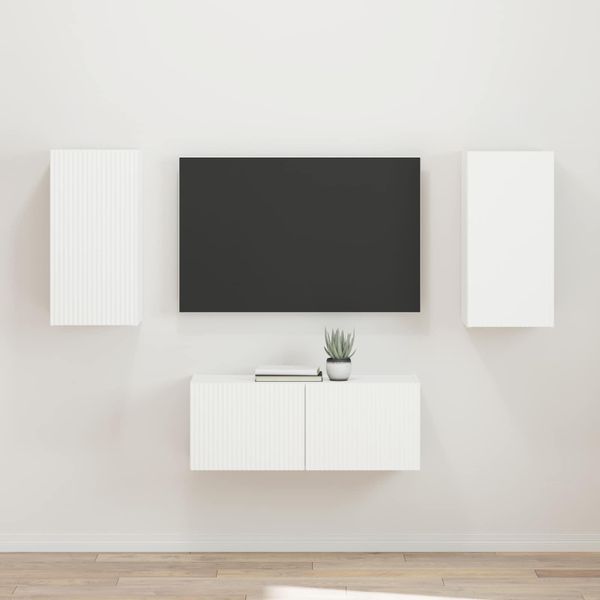 vidaXL Zostava TV skriniek Nástenný 2 pcs Biela Kompozitné drevo