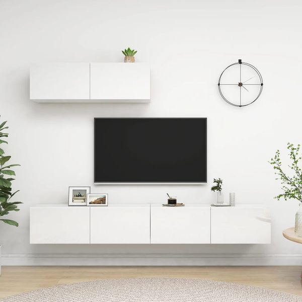 vidaXL TV skrinky 3 ks, lesklá biela, kompozitné drevo