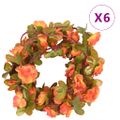 vidaXL Kvetinové girlandy 6 ks, oranžové 250 cm