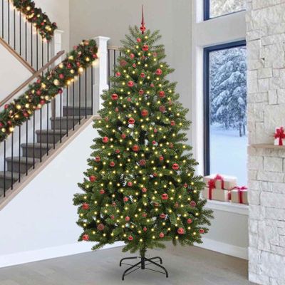 vidaXL Umelý vianočný stromček s 300 LED-i Zelená 270 cm PVC a kov
