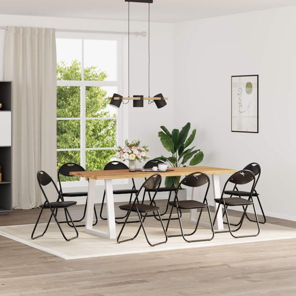 vidaXL Skladacia stolička 8 pcs Čierny 48 x 43,5 x 81 cm Umelá koža