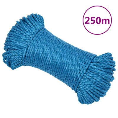 vidaXL Pracovné lano modré 3 mm 250 m polypropylén