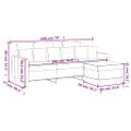 vidaXL 3-miestna pohovka s podnožkou bledosivá 180 cm zamat