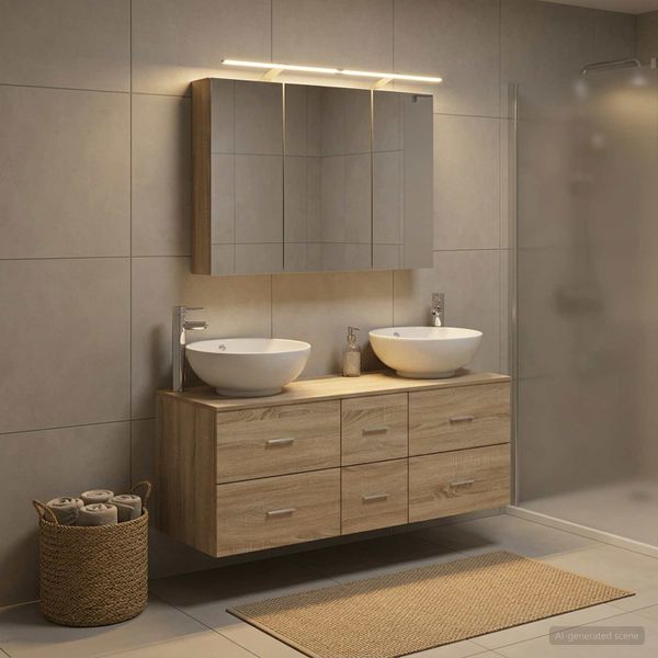 vidaXL Sada kúpeľňového nábytku 4 pcs Dub sonoma