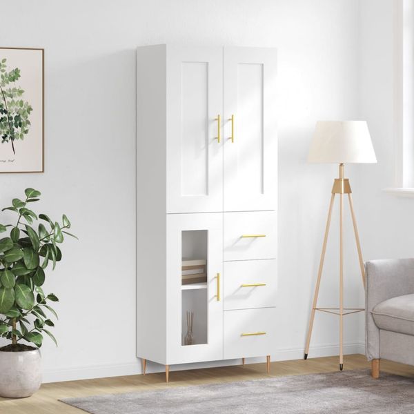 vidaXL Vysoká skrinka biela 69,5x34x180 cm spracované drevo