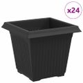 vidaXL Štvorcový črepník na kvety 24 ks Čierna 16 x 16 x 14 cm Plast