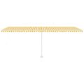 vidaXL Voľne stojaca ručne zaťahovacia markíza 600x350 cm, žlto biela