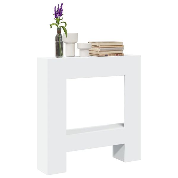 vidaXL Obloženie krbu biele 81x18x82 cm kompozitné drevo