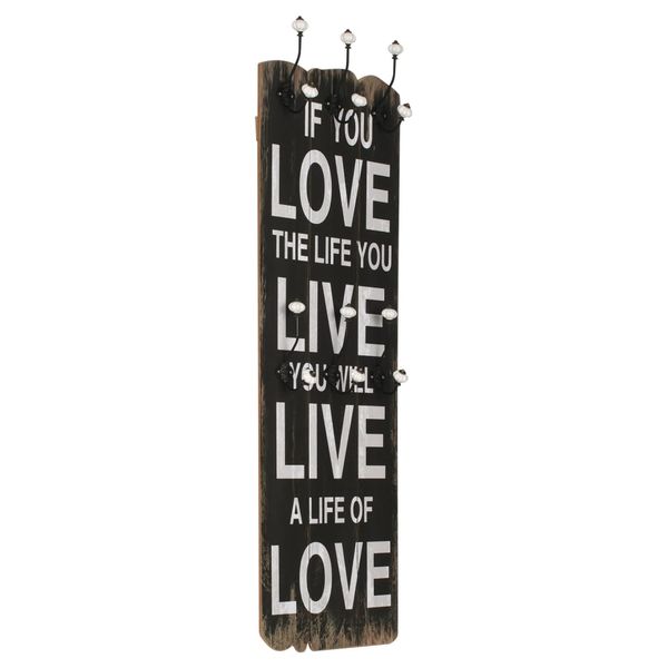 vidaXL Nástenný vešiak na kabáty so 6 háčikmi 120x40 cm LOVE LIVE