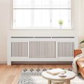 vidaXL Kryt radiátora 2 ks Biela 205 x 20,5 x 81,5cm Kompozitné drevo