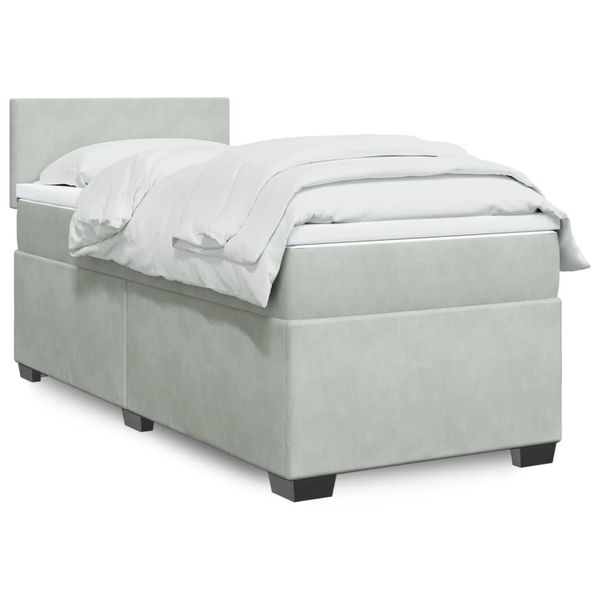 vidaXL Posteľný rám boxsping s matracom bledosivý 90x190 cm zamat