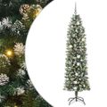vidaXL Umelý chudý vianočný strom Zelená a biela 210 cm