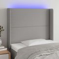 vidaXL Čelo postele s LED bledosivé 93x16x118/128 cm látka