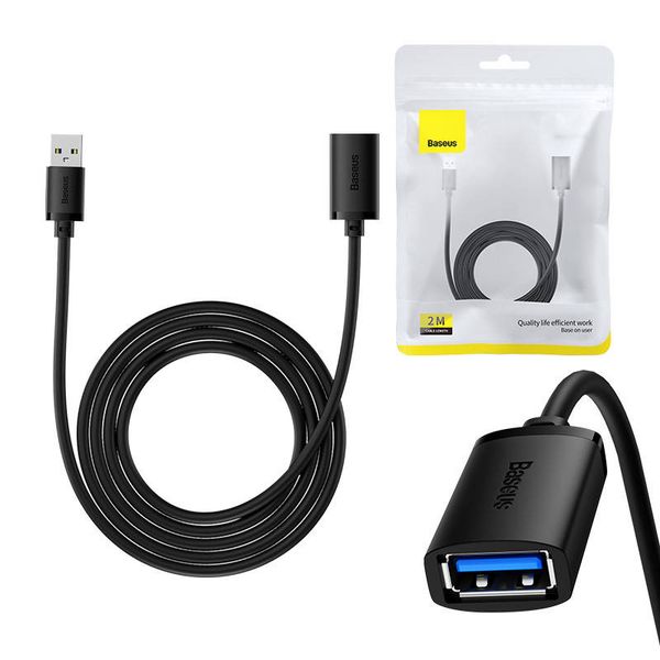 Predlžovací kábel Baseus USB 3.0 samec - samica, séria AirJoy, 2 m (čierny)