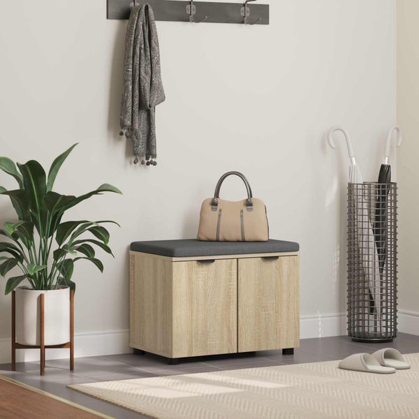 vidaXL Predsieňová lavica s vankúšom Sonoma dub 60 x 38 x 46 cm