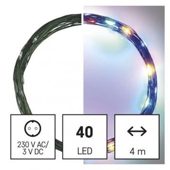 LED vianočný nano reťaz zelený, 4 m, vonkajší aj vnútorný, multicolor, časovač