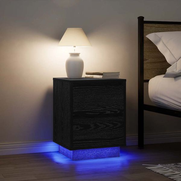 vidaXL Nočné skrinky s LED osvetlením 2 ks Čierna 38x34x50 cm