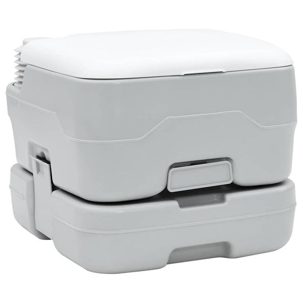 vidaXL Kempingové WC Šedý a biely 41,5 x 36,5 x 30 cm Polyetylén
