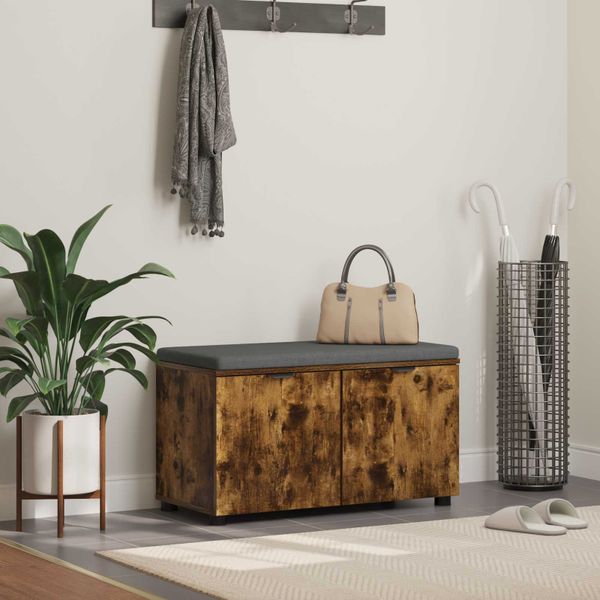 vidaXL Predsieňová lavica s vankúšom Údený Dub 80 x 38 x 46 cm