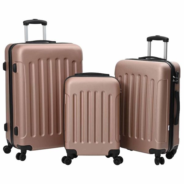 vidaXL Kufor so zámkom 3 pcs Ružové zlato 50 x 31 x 78 cm ABS plast