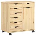 vidaXL Koliesková skriňa 63,5 x 39 x 65,5 cm Masívne borovicové drevo
