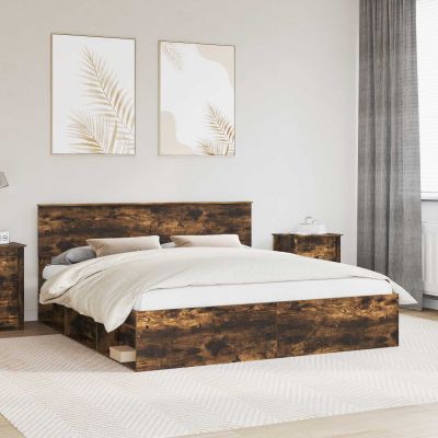 vidaXL Rám postele Dymová dub 200 x 200 cm Kompozitné drevo