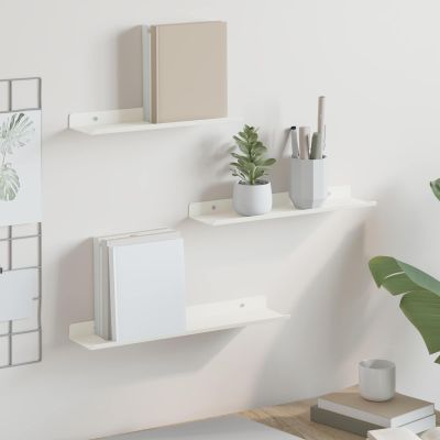 vidaXL Závesná polica Nástenný 3 pcs Biely 40 x 9 x 2,5 cm Oceľ