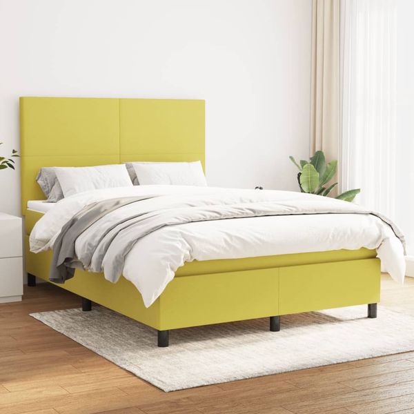 vidaXL Boxspring posteľ s matracom zelená 140x190 cm látka