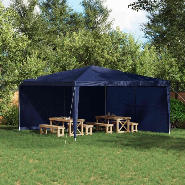 vidaXL Bočná stena párty stanu 2 pcs Modrá 400 x 195 cm PE a oceľ