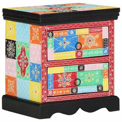 vidaXL Nočný stolík Viacfarebný 40 x 35 x 45 cm Masívne mango drevo