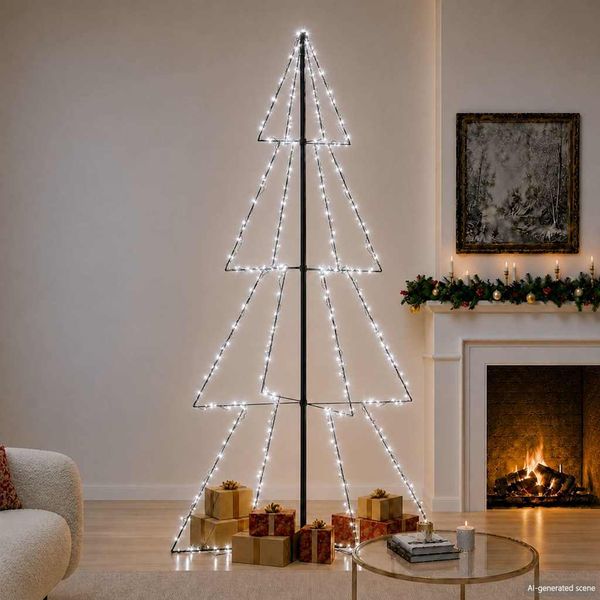 vidaXL Vianočný stromček, kužeľ, 360 LED, dovnútra aj von 143x250 cm