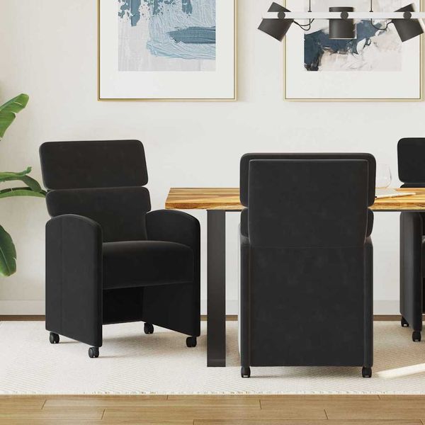 vidaXL Jedálenské stoličky na kolieskach 2 pcs Čierna 58 x 65 x 98 cm