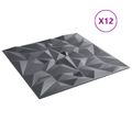 vidaXL Nástenné panely 12 ks 50 x 50 cm Amethyst Šedý XPS Pena