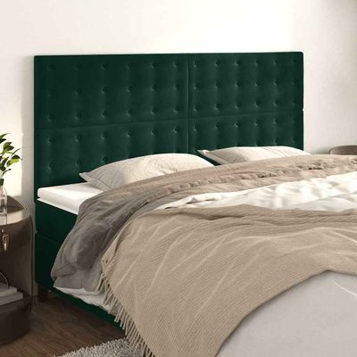 vidaXL Čelo postele tmavozelené 160x5x118/128 cm zamatové