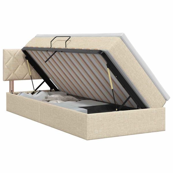 vidaXL Postel s úložným prostorem a matrací Krémová 90 x 190 cm Zamat