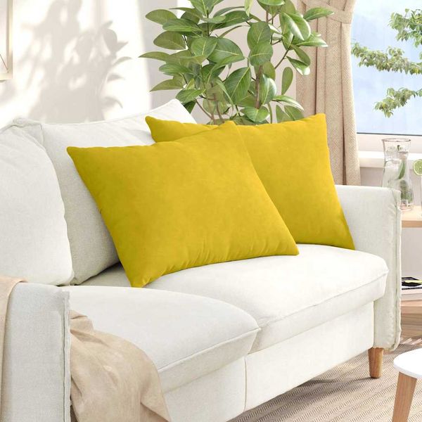 vidaXL Vankúše na pohovku 2 pcs Žltá 70 x 50 cm Kordúrová tkanina