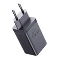 Sieťová nabíjačka Baseus GaN5, 2x USB-C + USB, 65 W + kábel 1 m (sivá)