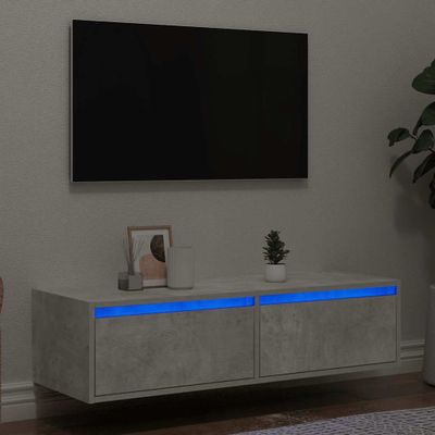 vidaXL TV skrinka s LED svetlami betónovo sivá 100X35,5x25 cm