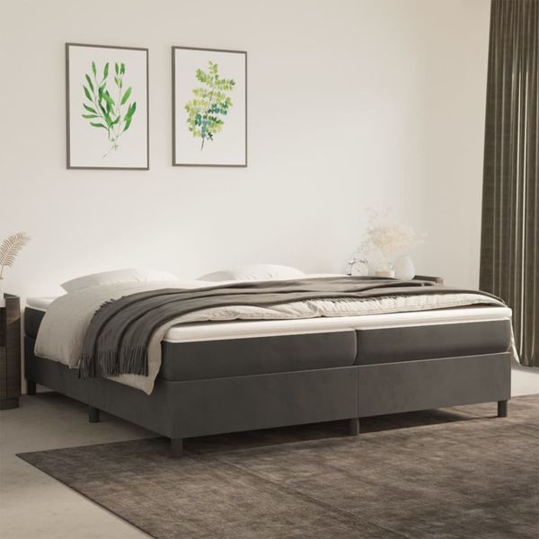 vidaXL Posteľný rám s boxspringom tmavosivá 200x200 cm zamat
